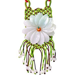 Gerbera Daisy Flower Jade Necklace Pendant